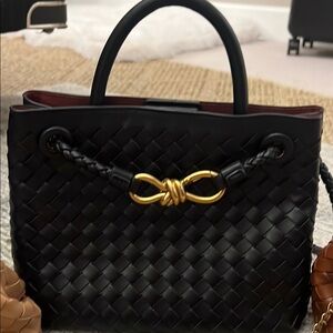 Elegant Black Woven Tote Bag